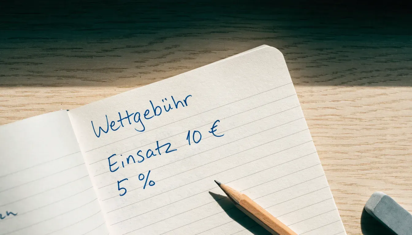 Ein Taschenrechner liegt neben einem Bleistift und einem Radiergummi auf einem hellen Holztisch, Tageslicht fällt von der Seite.